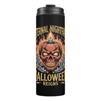 Eternal Nightfall Halloween Skull Pumpkin Thermal Tumbler