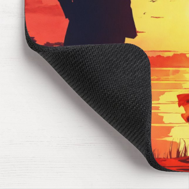 Eternal Silhouette: Sunset Romance Mouse Pad (Corner)