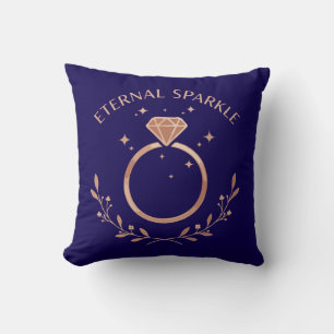 Eternal Sparkle   Elegant Rose Gold Diamond Ring  Throw Pillow
