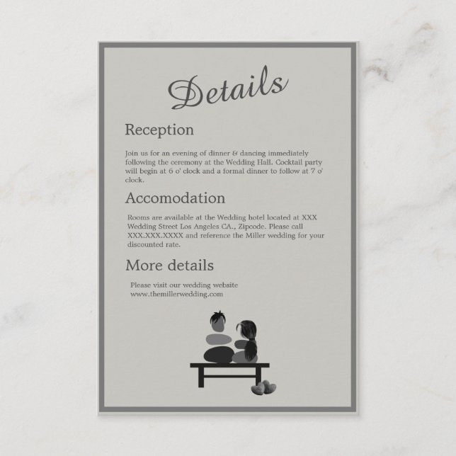 Eternal Stone couple Boho wedding  Enclosure Card (Front)