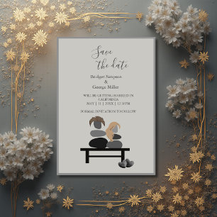 Eternal Stone couple Boho wedding safe the date Invitation