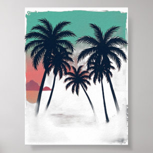 Eternal Summer Vaporwave Tropical Sunset Palm Retr Poster