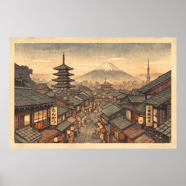 Eternal Sunset in Old Kyoto Poster (Front)