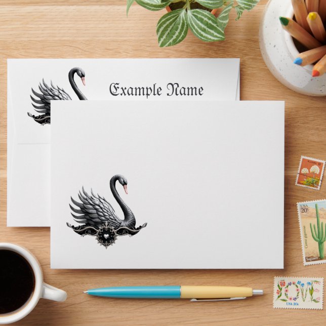 Eternal Swan of Love, Forever Begins Here.  Envelope (Desk)