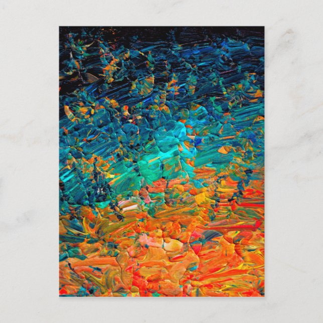 ETERNAL TIDE 2 Orange Turquoise Blue Black Ombre Postcard (Front)