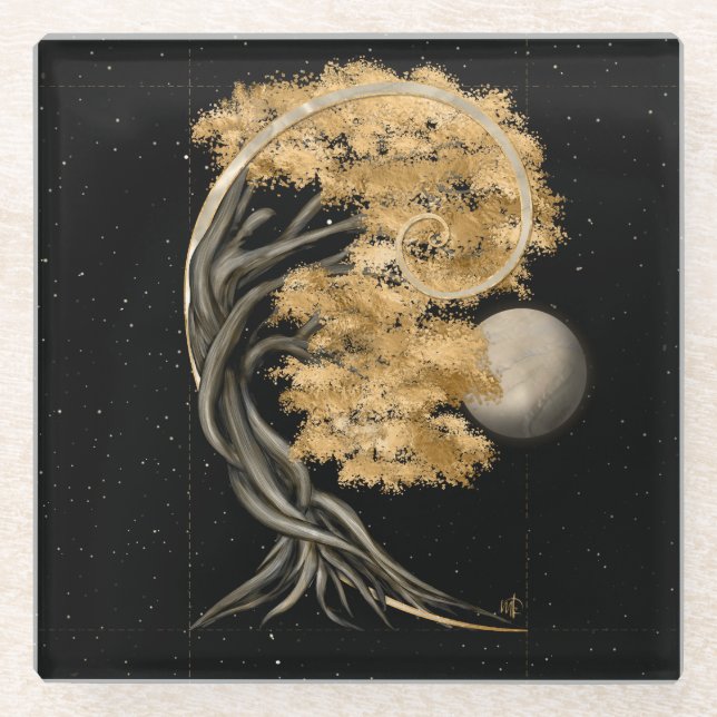 Eternal Transformation - Bonsai Butterfly Spirit  Glass Coaster (Front)