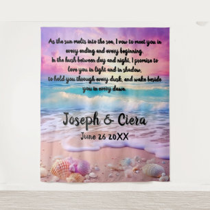 Eternal Vows by the Sea – Beach Wedding Backdrop Tapestry