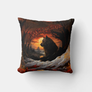 Eternal wilderness: Black wolf guardian Throw Pillow