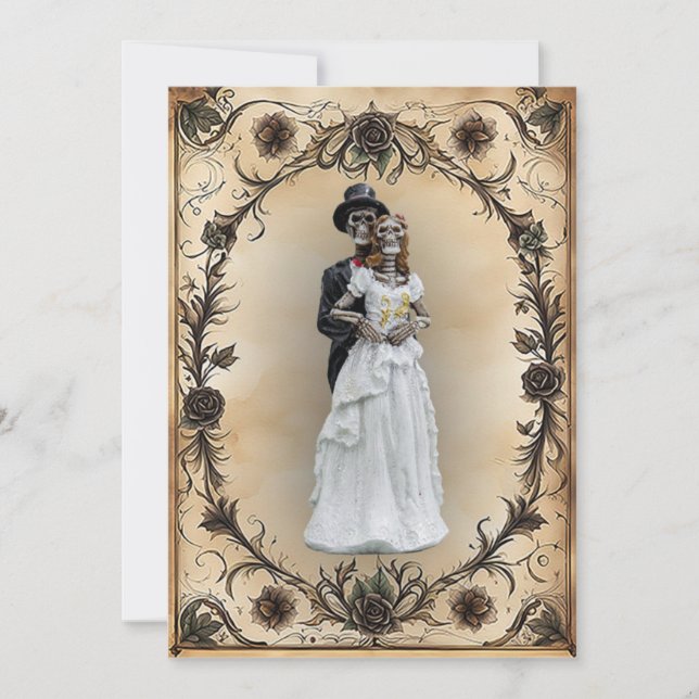 Eternally United Husband and Wife Skeletons Invitation (Front)