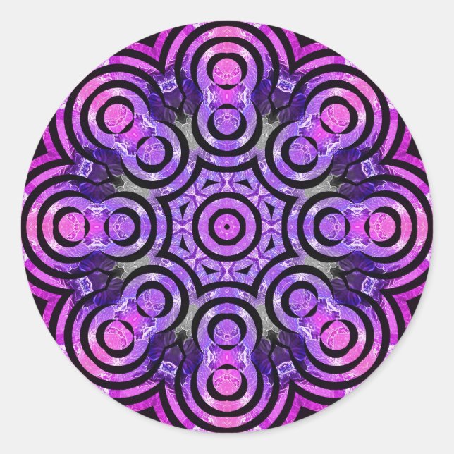 Eternity Eight Energy Groovy Purple Mandala Classic Round Sticker (Front)