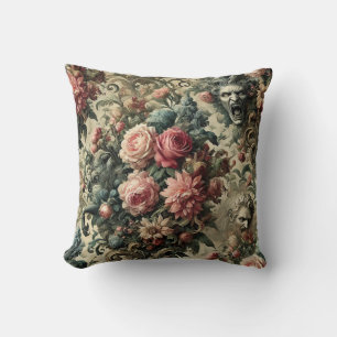 Eternity is Often Enough – Gothic Floral Design Throw Pillow