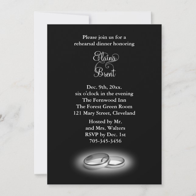 Eternity Rehearsal Dinner (black) Invitation (Front)