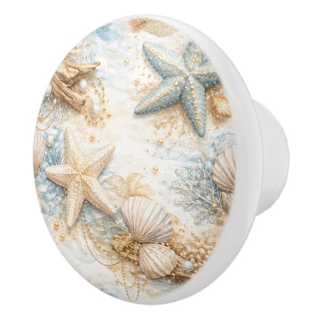 Eterntal Tides Coastal Watercolor Beach  Ceramic Knob (Right)