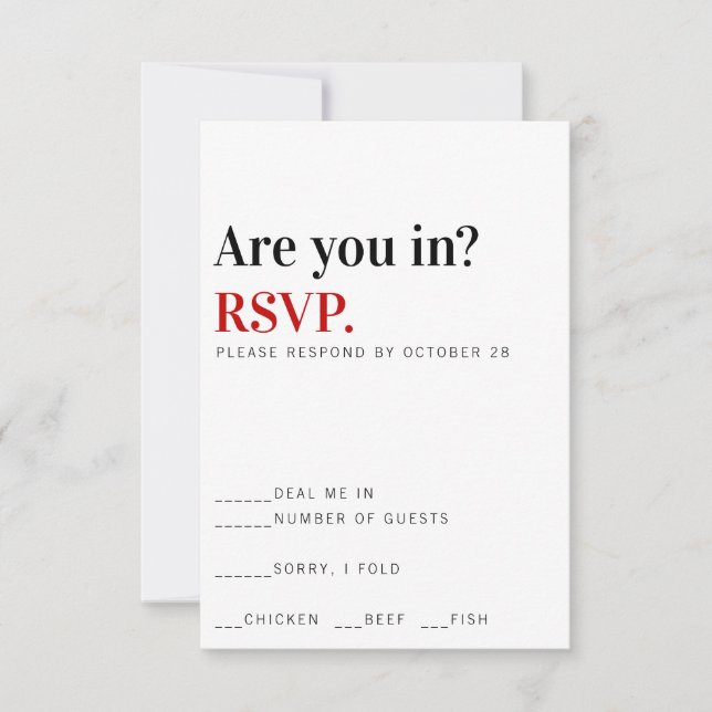 Êtes-Vous Dans ? Carte de réponse Mariage Vegas (Devant)