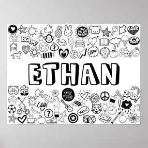 'ETHAN' Colour-it-Yourself Outline Design Poster