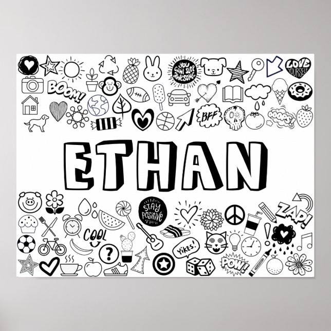 'ETHAN' Colour-it-Yourself Outline Design Poster (Front)