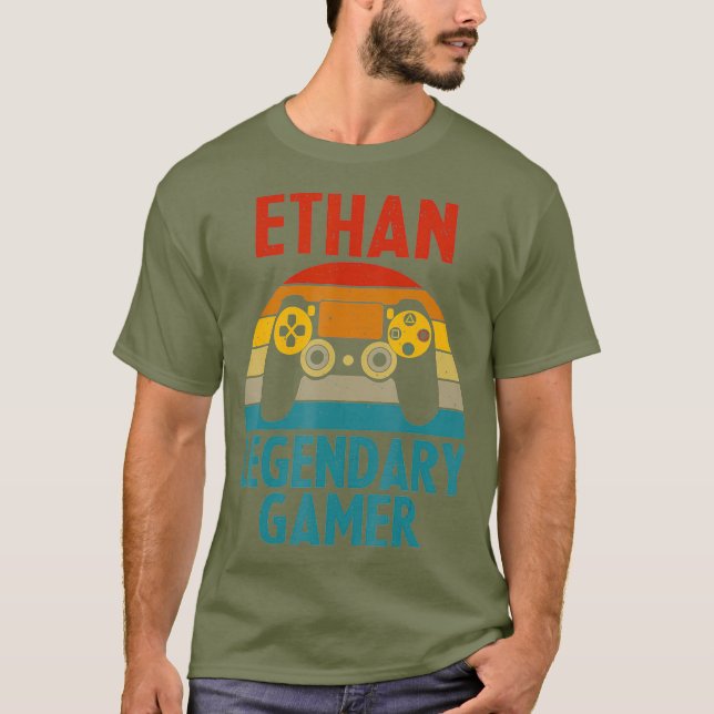 ETHAN Gift Name Personalized Funny Gaming Geek T-Shirt (Front)