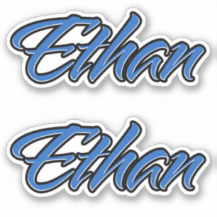 Ethan Name Blue Autocollant Sticker Set