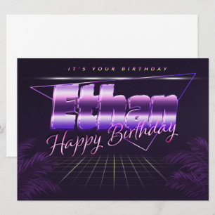 Ethan Name Vorname lila retro Karte Geburtstag Card