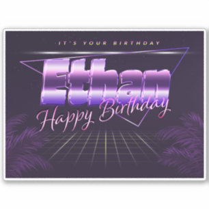 Ethan Name Vorname lila retro Sticker Geburtstag