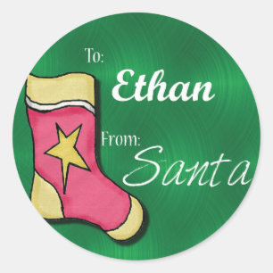 Ethan Personalized Christmas Label49 Classic Round Sticker