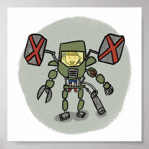 Ethan's Mech Comicbook Style Print