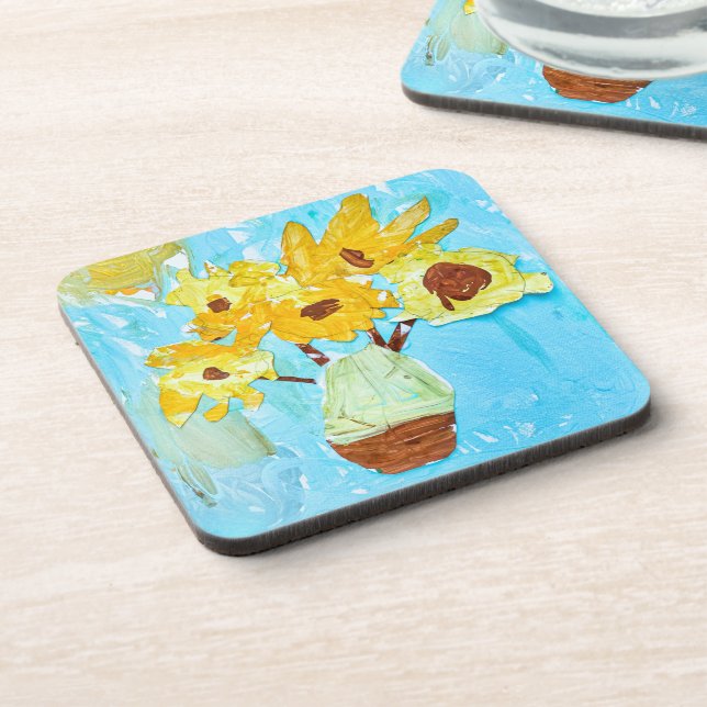 Ethan's VanGogh inspired sunflower  Coaster (Left Side)