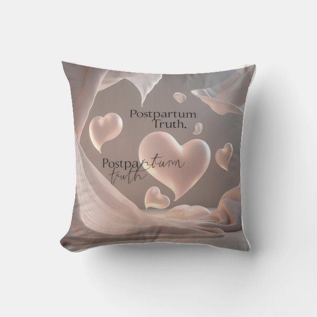 Ethereal 3D Hearts & Tears: Floating Stillness Throw Pillow (Front)