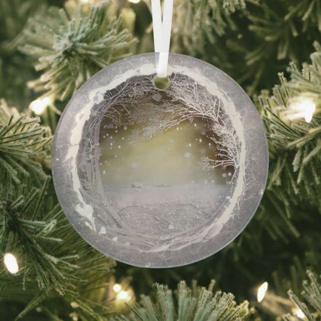 Ethereal 3D Look Winter Scene  Glass Ornament (Insitu)
