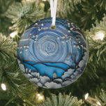 Ethereal 3D Look Winter Scene  Glass Ornament<br><div class="desc">Lovely 3D look image of a winter scene will shine and reflect your lights and complement your Christmas tree and the rest of your holiday home.  Gorgeous colours. Shadows are printed in the image,  highlighting the 3D effect.</div>