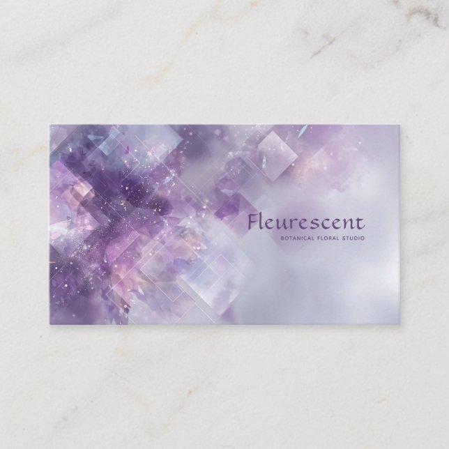 Ethereal Abstract Amethyst Crystal Geometric Business Card (Front)