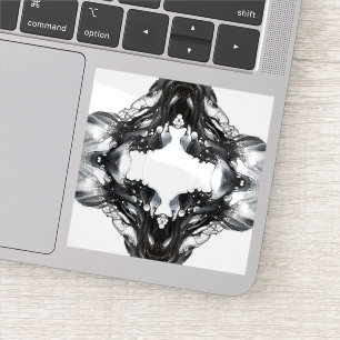 Ethereal Abstract Black on White Fluid Art