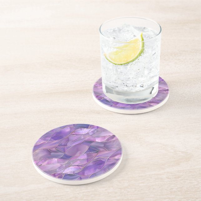 Ethereal Amethyst Flow Elegant Abstract Purple Coaster (Side)