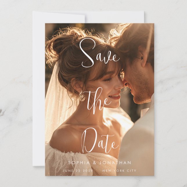 Ethereal and Romantic Flat Save The Date Card (Front)