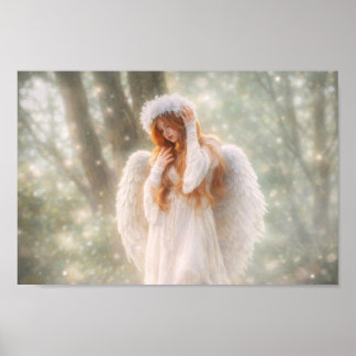 Ethereal Angel in the Forest Poster