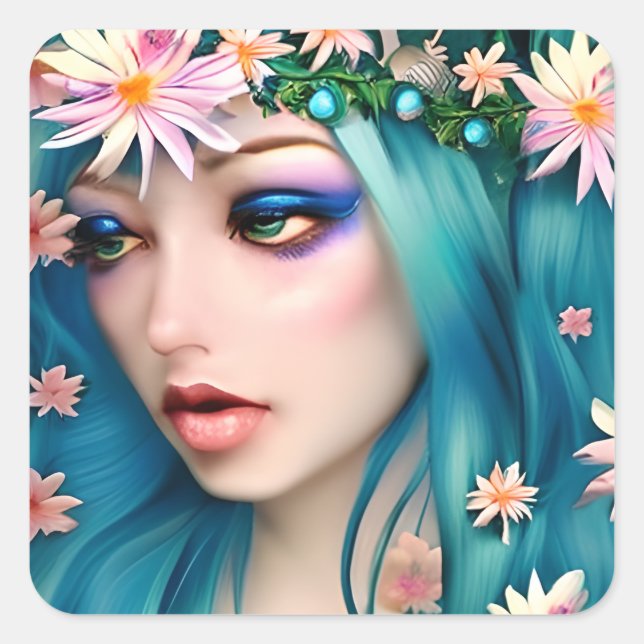 Ethereal Art | Beautiful Fairy Square Sticker (Front)