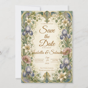 Ethereal Art Nouveau Botanical Romance Wedding Save The Date