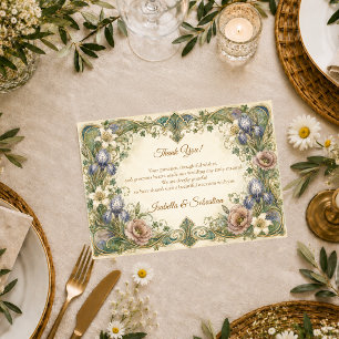 Ethereal Art Nouveau Botanical Romance Wedding Thank You Card
