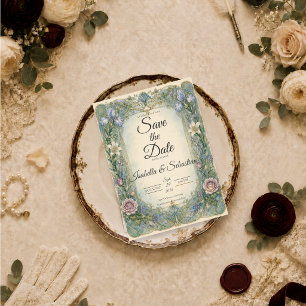 Ethereal Art Nouveau Floral Wedding Save The Date