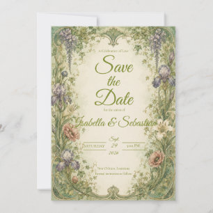 Ethereal Art Nouveau Garden Romance Wedding Save The Date