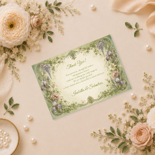 Ethereal Art Nouveau Garden Romance Wedding Thank You Card