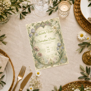 Ethereal Art Nouveau Garden Wedding Invitation
