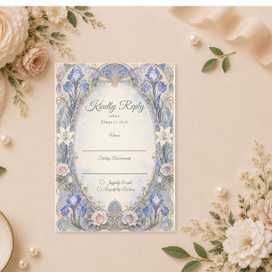 Ethereal Art Nouveau Iris Romance Wedding RSVP Card