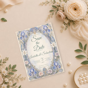 Ethereal Art Nouveau Iris Romance Wedding Save The Date