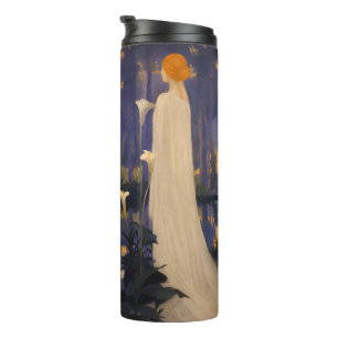 Ethereal Art Nouveau Woman by Moonlit Calla Lilies Thermal Tumbler
