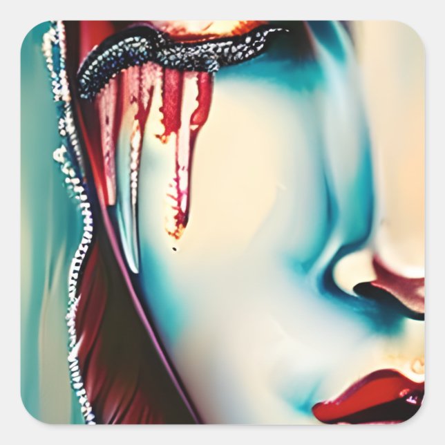 Ethereal Art Shimmery Woman Square Sticker (Front)