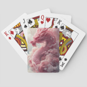 Ethereal Ascension: Pink Dragon in the Clouds Playing Cards