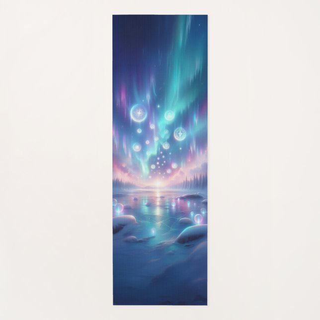 Ethereal Aurora Ice Ritual Fantasy Yoga Mat (Front)