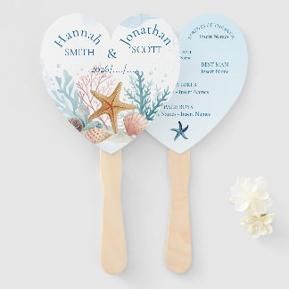 Ethereal Beach Starfish & Sand Dollar Wedding Hand Fan