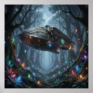 Ethereal Bioluminescent Flora and Sovereign Cosmi Poster